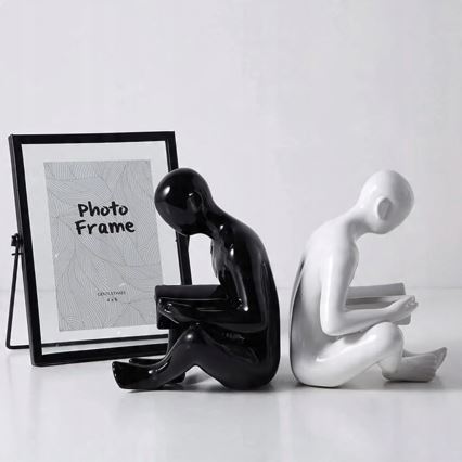 Držalo za knjige 17,5x13x14 cm črno/belo