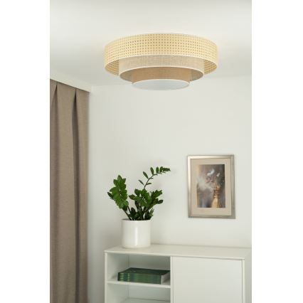 Duolla - LED Stropna svetilka LUNETA LED/26W/230V pr. 60 cm 4000K ratan/bež/rjava