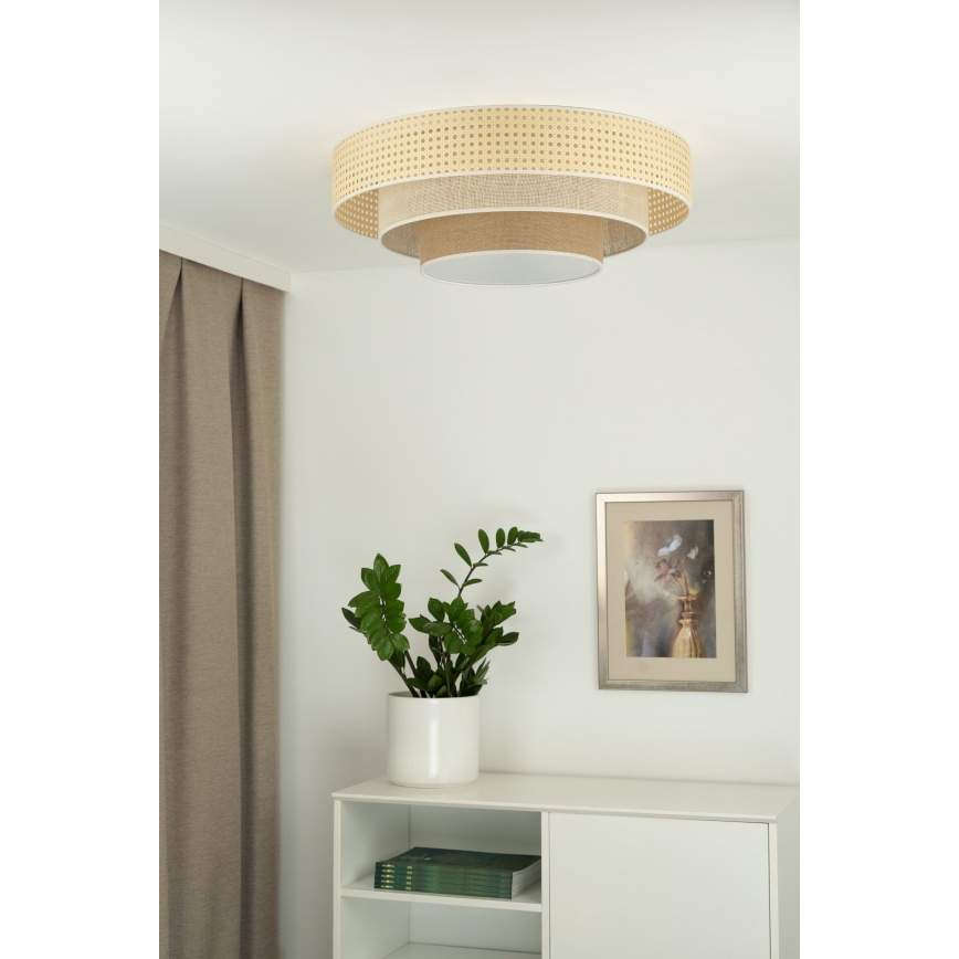 Duolla - LED Stropna svetilka LUNETA LED/26W/230V pr. 60 cm 4000K ratan/bež/rjava