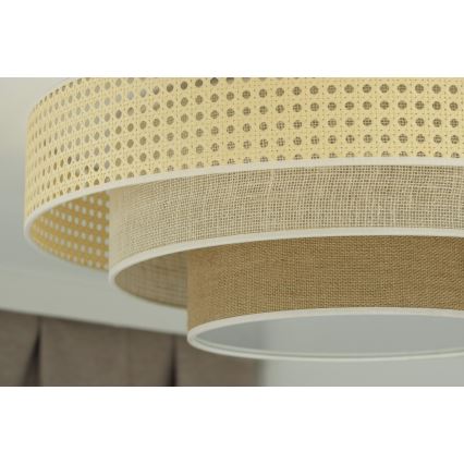 Duolla - LED Stropna svetilka LUNETA LED/26W/230V pr. 60 cm 4000K ratan/bež/rjava