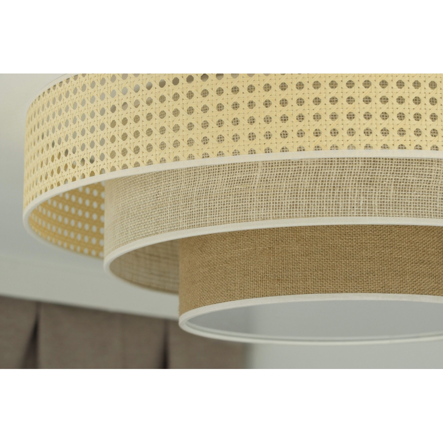 Duolla - LED Stropna svetilka LUNETA LED/26W/230V pr. 60 cm 4000K ratan/bež/rjava