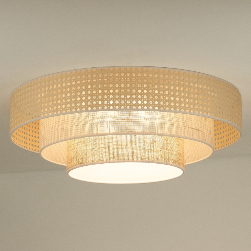 Duolla - LED Stropna svetilka LUNETA LED/26W/230V pr. 60 cm 4000K ratan/bež/rjava