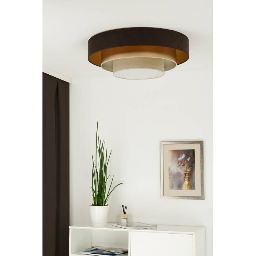 Duolla - LED Stropna svetilka LUNETA LED/26W/230V pr. 60 cm 4000K rjava/zlata/krem barva