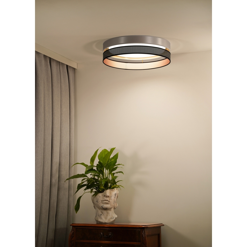 Duolla - LED Stropna svetilka ROLLER DUO SHINY LED/24W/230V pr. 45 cm srebrna/črna