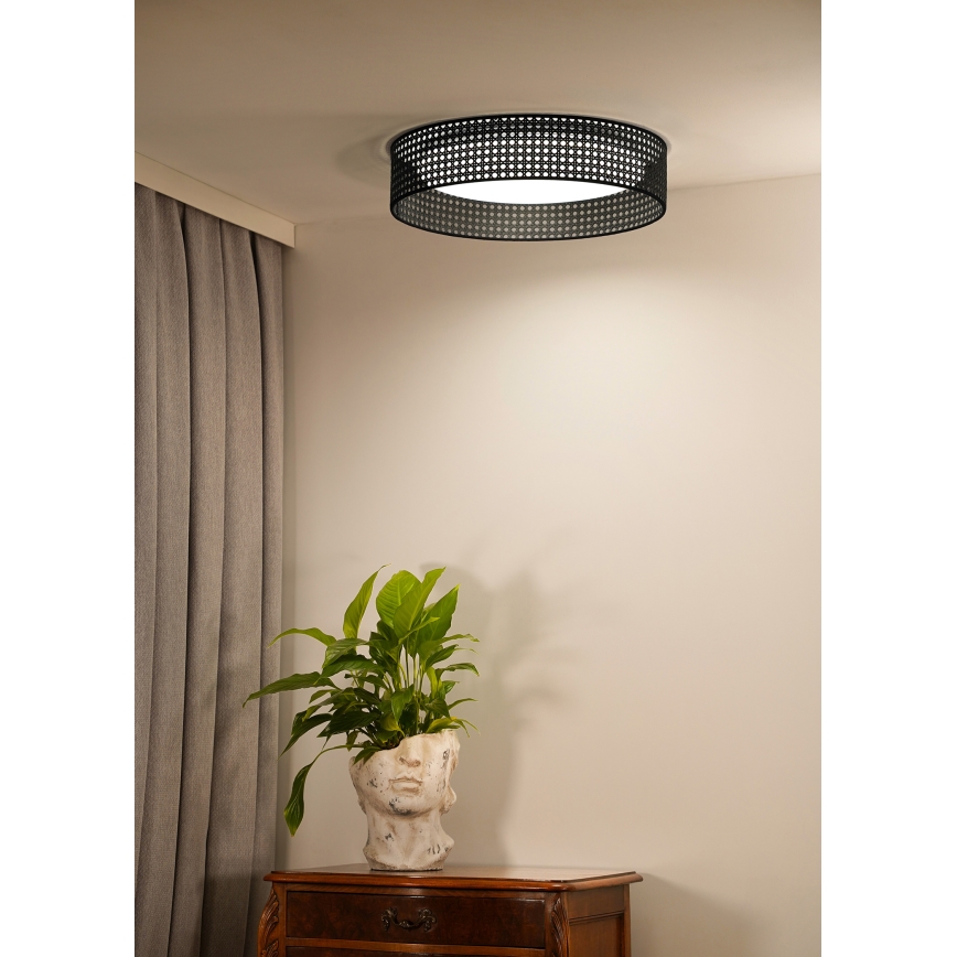 Duolla - LED Stropna svetilka ROLLER RATTAN LED/24W/230V pr. 45 cm črna