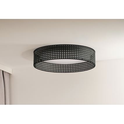 Duolla - LED Stropna svetilka ROLLER RATTAN LED/24W/230V pr. 45 cm črna