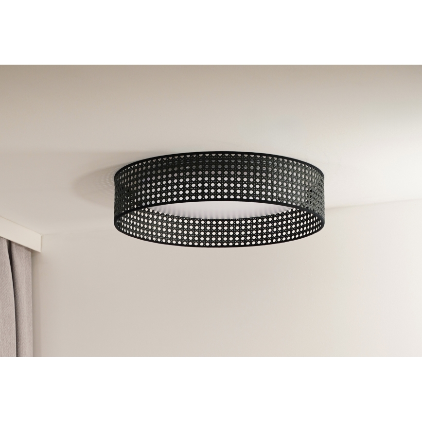 Duolla - LED Stropna svetilka ROLLER RATTAN LED/24W/230V pr. 45 cm črna