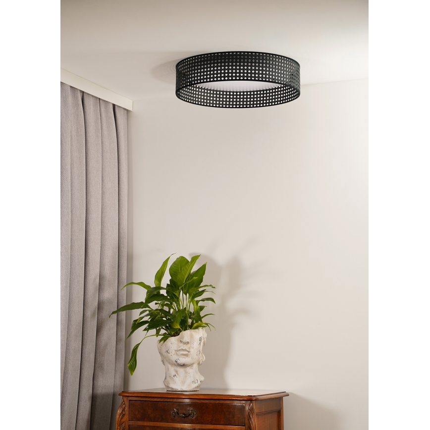 Duolla - LED Stropna svetilka ROLLER RATTAN LED/24W/230V pr. 45 cm črna