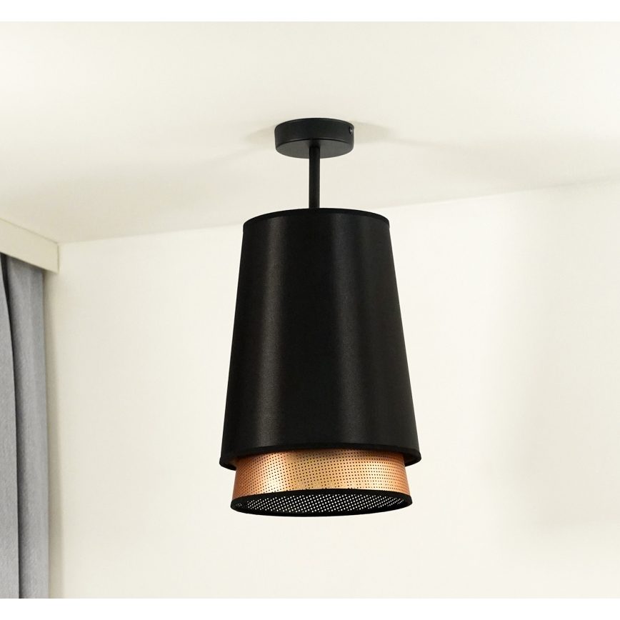 Duolla - Lestenec BELL SHINY 1xE27/15W/230V pr. 25 cm črna/baker