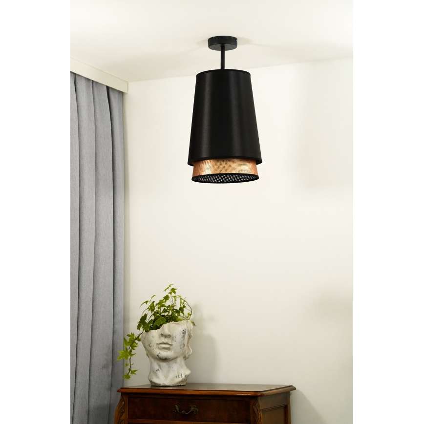 Duolla - Lestenec BELL SHINY 1xE27/15W/230V pr. 25 cm črna/baker