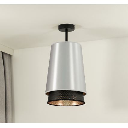 Duolla - Lestenec BELL SHINY 1xE27/15W/230V pr. 25 cm srebrna/črna