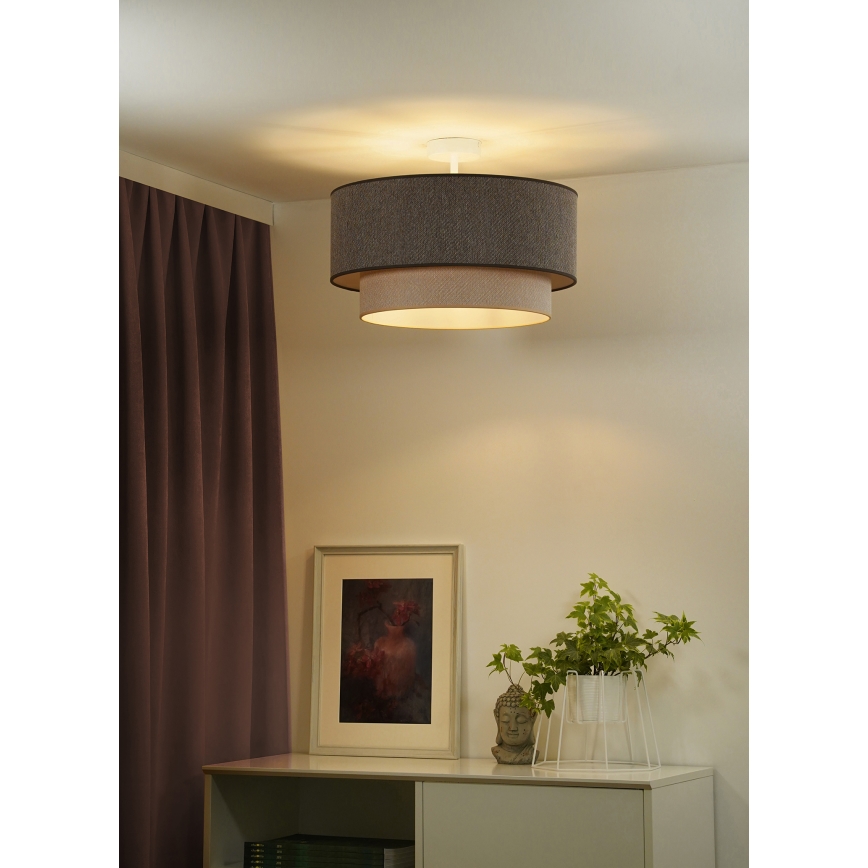 Duolla - Lestenec BOHO ECO RECYCLING 1xE27/15W/230V pr. 45 cm rjava/krem barva