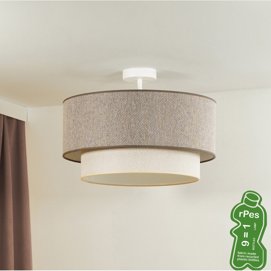 Duolla - Lestenec BOHO ECO RECYCLING 1xE27/15W/230V pr. 45 cm rjava/krem barva