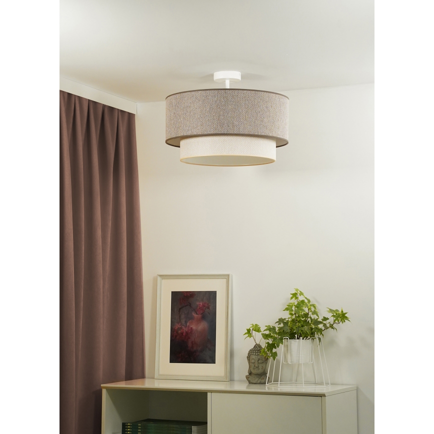 Duolla - Lestenec BOHO ECO RECYCLING 1xE27/15W/230V pr. 45 cm rjava/krem barva