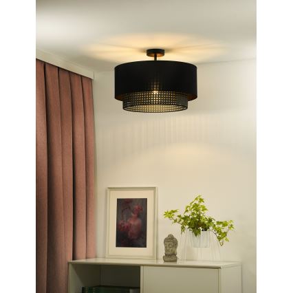Duolla - Lestenec BOHO RATTAN 1xE27/15W/230V pr. 45 cm črna