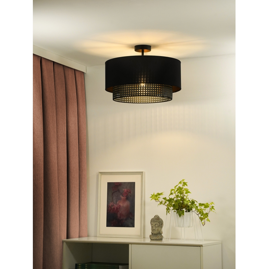 Duolla - Lestenec BOHO RATTAN 1xE27/15W/230V pr. 45 cm črna