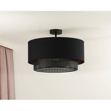 Duolla - Lestenec BOHO RATTAN 1xE27/15W/230V pr. 45 cm črna
