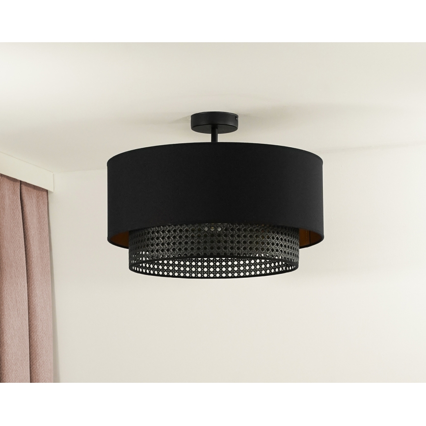 Duolla - Lestenec BOHO RATTAN 1xE27/15W/230V pr. 45 cm črna