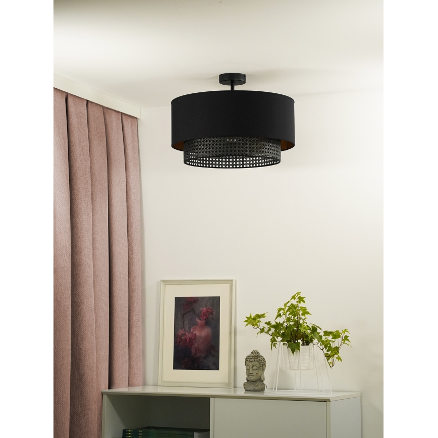 Duolla - Lestenec BOHO RATTAN 1xE27/15W/230V pr. 45 cm črna