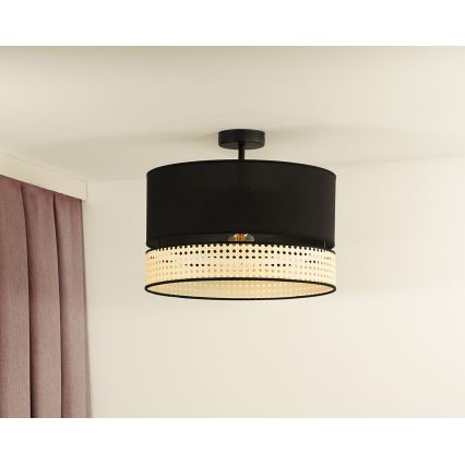 Duolla - Lestenec DOUBLE RATTAN 1xE27/15W/230V pr. 40 cm črna/bež
