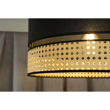 Duolla - Lestenec DOUBLE RATTAN 1xE27/15W/230V pr. 40 cm črna/bež