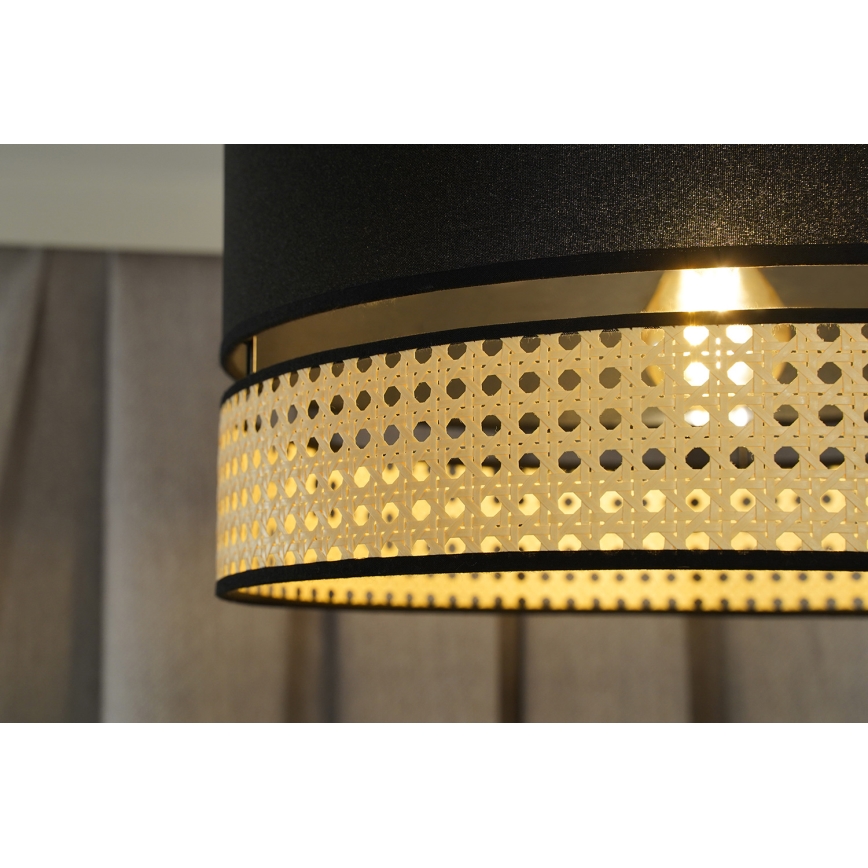 Duolla - Lestenec DOUBLE RATTAN 1xE27/15W/230V pr. 40 cm črna/bež