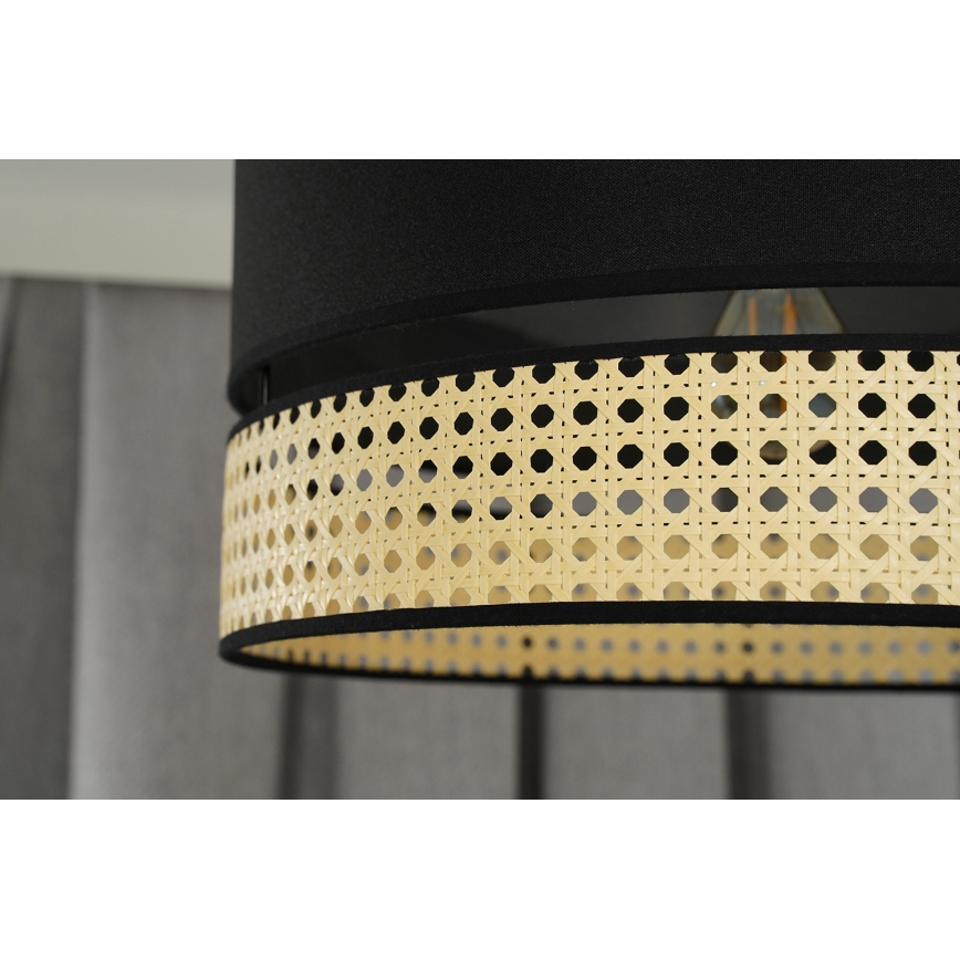 Duolla - Lestenec DOUBLE RATTAN 1xE27/15W/230V pr. 40 cm črna/bež