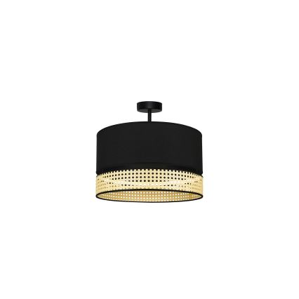 Duolla - Lestenec DOUBLE RATTAN 1xE27/15W/230V pr. 40 cm črna/bež