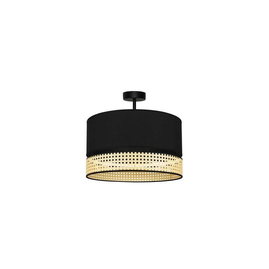 Duolla - Lestenec DOUBLE RATTAN 1xE27/15W/230V pr. 40 cm črna/bež