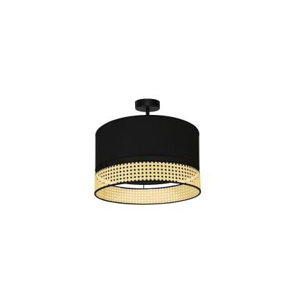 Duolla - Lestenec DOUBLE RATTAN 1xE27/15W/230V pr. 40 cm črna/bež