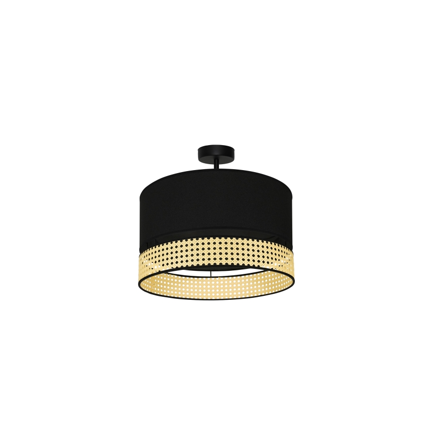 Duolla - Lestenec DOUBLE RATTAN 1xE27/15W/230V pr. 40 cm črna/bež