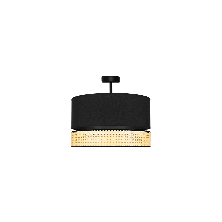 Duolla - Lestenec DOUBLE RATTAN 1xE27/15W/230V pr. 40 cm črna/bež