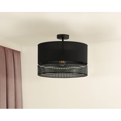 Duolla - Lestenec DOUBLE RATTAN 1xE27/15W/230V pr. 40 cm črna
