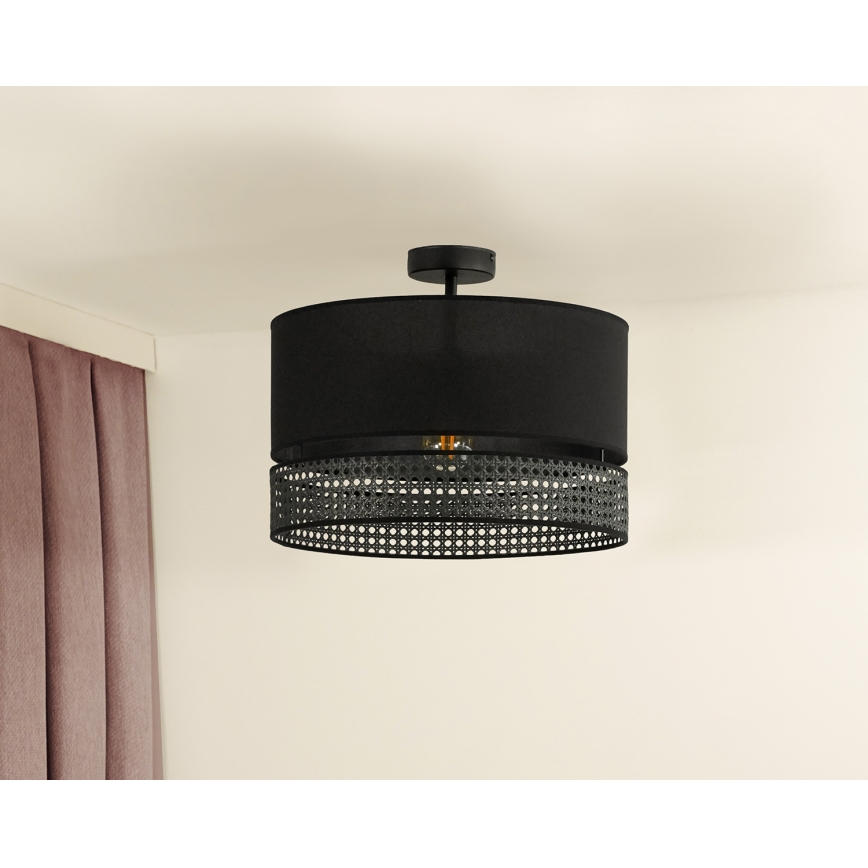 Duolla - Lestenec DOUBLE RATTAN 1xE27/15W/230V pr. 40 cm črna