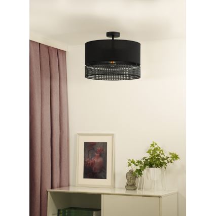 Duolla - Lestenec DOUBLE RATTAN 1xE27/15W/230V pr. 40 cm črna