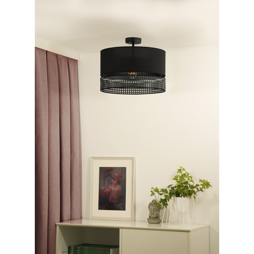 Duolla - Lestenec DOUBLE RATTAN 1xE27/15W/230V pr. 40 cm črna
