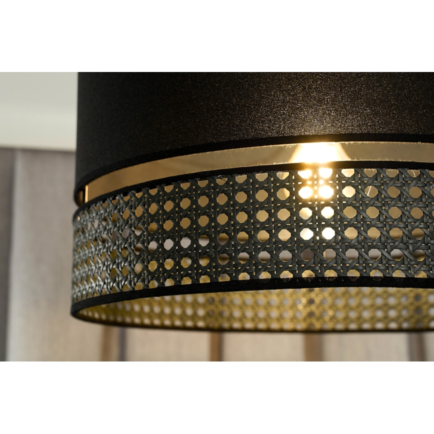Duolla - Lestenec DOUBLE RATTAN 1xE27/15W/230V pr. 40 cm črna