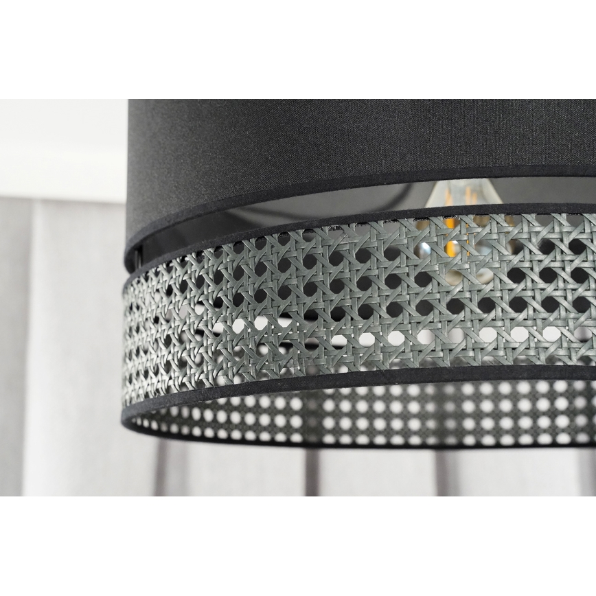 Duolla - Lestenec DOUBLE RATTAN 1xE27/15W/230V pr. 40 cm črna