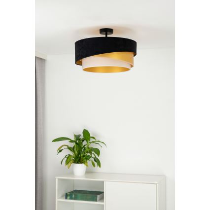 Duolla - Lestenec KOBO 1xE27/15W/230V pr. 45 cm črna/zlata/krem barva