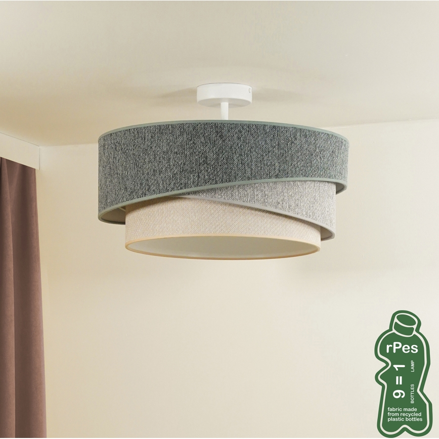 Duolla - Lestenec KOBO ECO RECYCLING 1xE27/15W/230V pr. 45 cm zelena/siva/krem barva