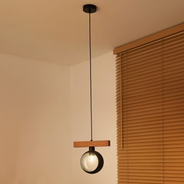 Duolla - Lestenec na kablu IRONLINE 1xE27/15W/230V borovina/hrast/črna