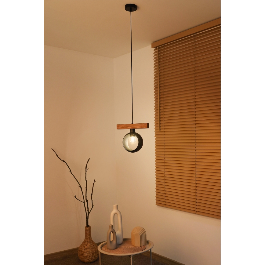 Duolla - Lestenec na kablu IRONLINE 1xE27/15W/230V borovina/hrast/črna