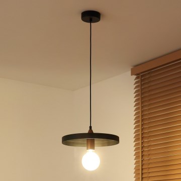 Duolla - Lestenec na kablu IRONLINE 1xE27/15W/230V premer 30 cm črna/medena