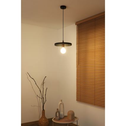 Duolla - Lestenec na kablu IRONLINE 1xE27/15W/230V premer 30 cm črna/medena