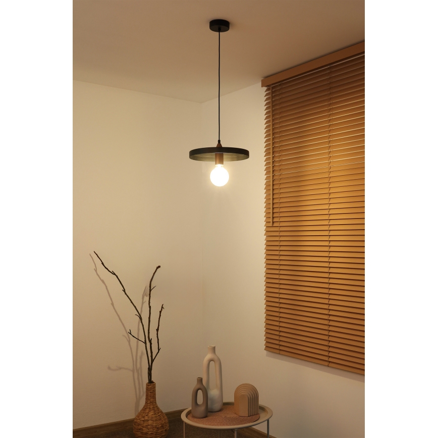 Duolla - Lestenec na kablu IRONLINE 1xE27/15W/230V premer 30 cm črna/medena