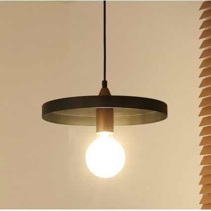 Duolla - Lestenec na kablu IRONLINE 1xE27/15W/230V premer 30 cm črna/medena
