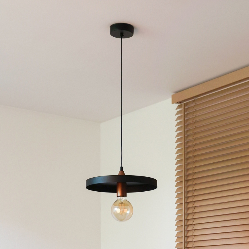 Duolla - Lestenec na kablu IRONLINE 1xE27/15W/230V premer 30 cm črna/medena