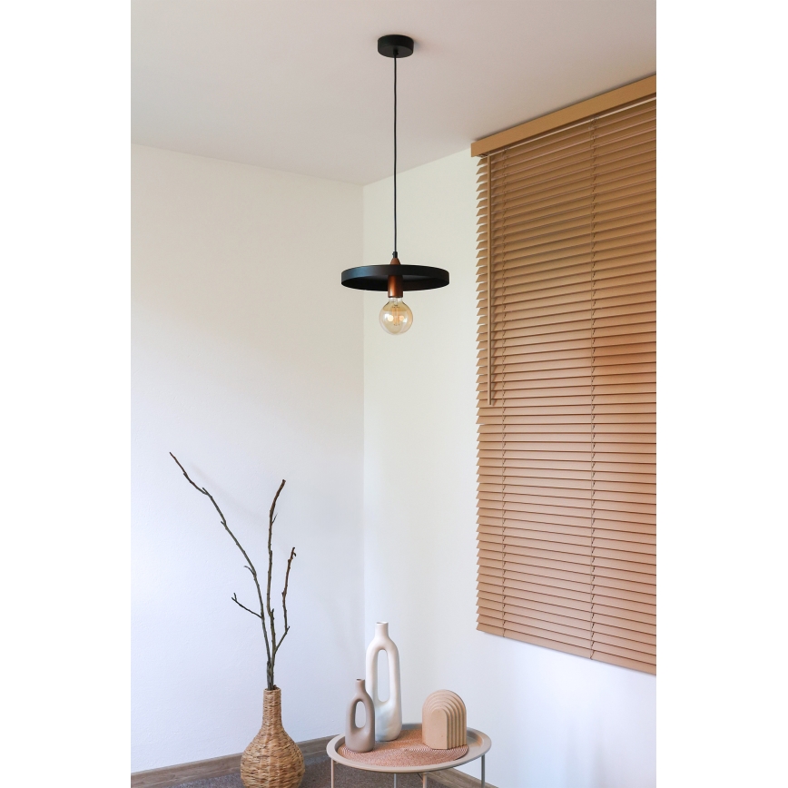 Duolla - Lestenec na kablu IRONLINE 1xE27/15W/230V premer 30 cm črna/medena