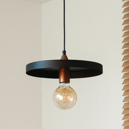 Duolla - Lestenec na kablu IRONLINE 1xE27/15W/230V premer 30 cm črna/medena