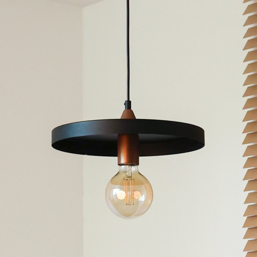 Duolla - Lestenec na kablu IRONLINE 1xE27/15W/230V premer 30 cm črna/medena